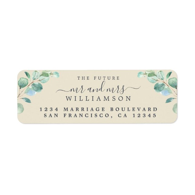 Future Mr Mrs Green Foliage Wedding Return Address (Front)