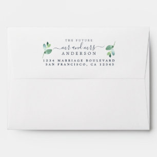 Future Mr Mrs Green Foliage Wedding Return Address Envelope