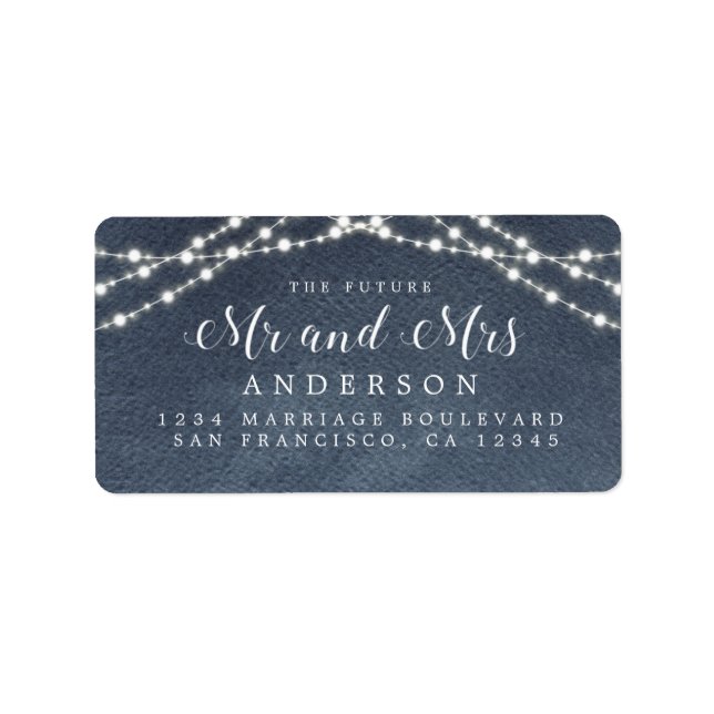 Future Mr Mrs Lights Blue Wedding Return  Label (Front)