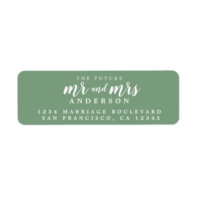 Future Mr Mrs Mineral Green Wedding Return Address (Front)