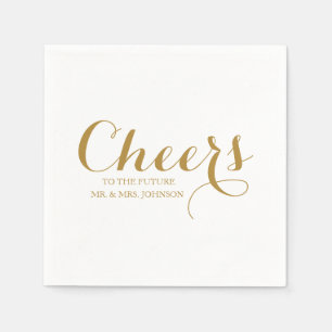 Future Mr & Mrs Name Minimalist Wedding White Napkin