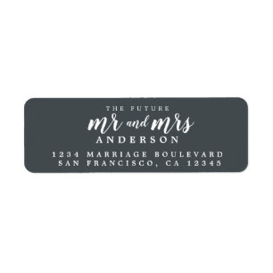 Future Mr Mrs Off-Black Wedding Return Address