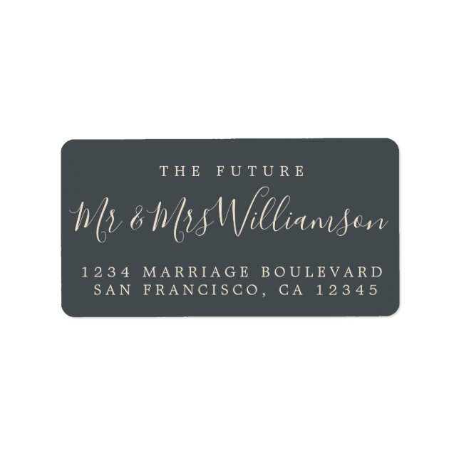 Future Mr Mrs Off-Black Wedding Return Address Label (Front)