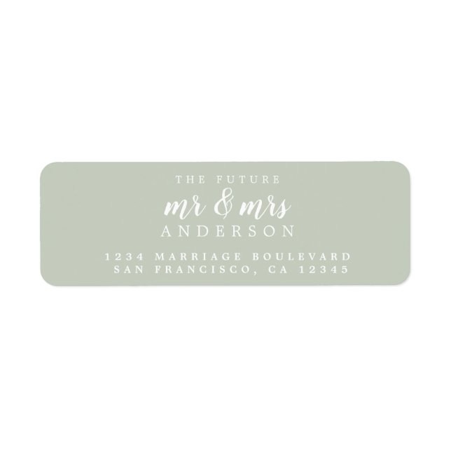Future Mr Mrs Pastel Green Wedding Return Address (Front)