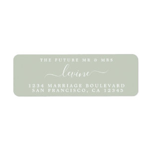 Future Mr Mrs Pastel Green Wedding Return Address