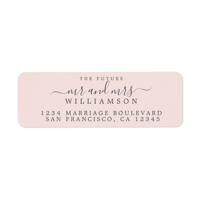 Future Mr Mrs Pastel Pink Wedding Return Address (Front)