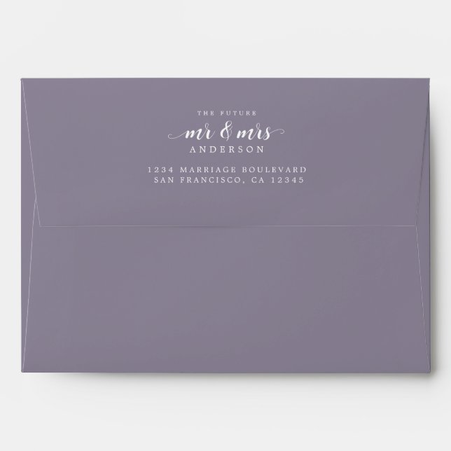 Future Mr Mrs Purple Return Address Envelope (Back (Top Flap))