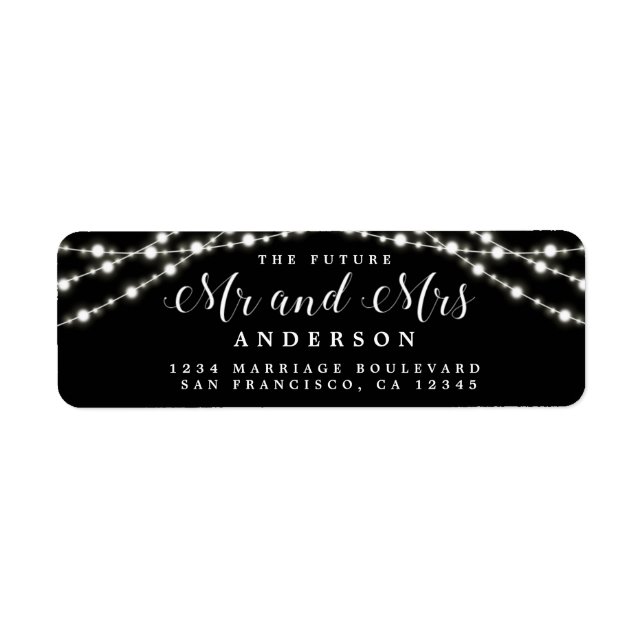 Future Mr Mrs Rustic Lights Wedding Return Address (Front)