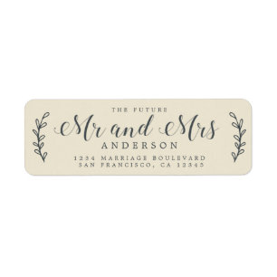 Future Mr Mrs Script Antique White Return Address