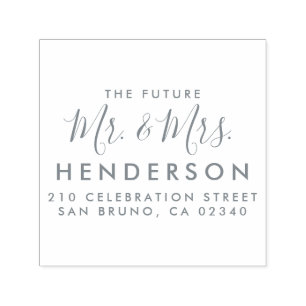 Future Mr & Mrs Script Modern Name Return Address Self-inking Stamp