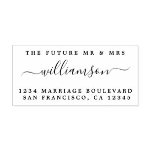 Future Mr Mrs Script Rubber Stamp