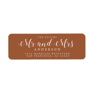  Future Mr Mrs Script TerraCotta Return Address