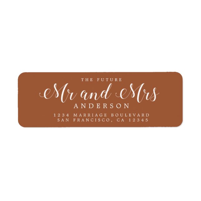  Future Mr Mrs Script TerraCotta Return Address (Front)