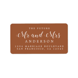 Future Mr Mrs Script TerraCotta Return Address Label