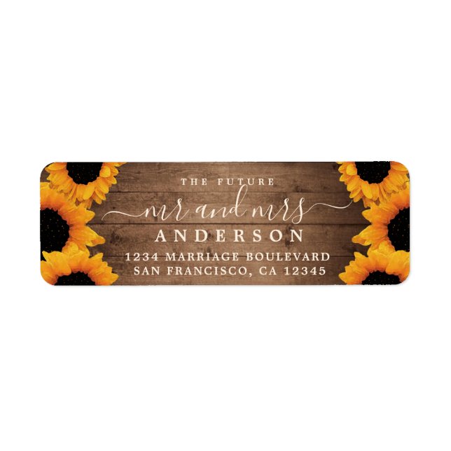 Future Mr Mrs Sunflower Wedding Return Address (Front)