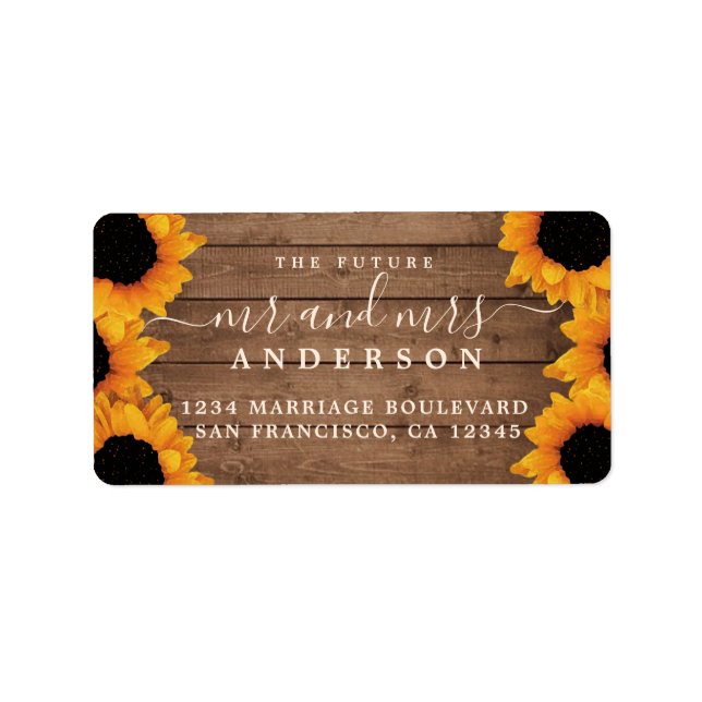 Future Mr Mrs Sunflower Wedding Return Address Label (Front)