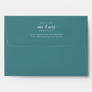 Future Mr Mrs Teal Green Return Address Envelope