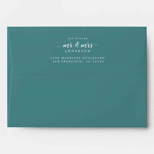 Future Mr Mrs Teal Green Return Address Envelope (Back (Top Flap))