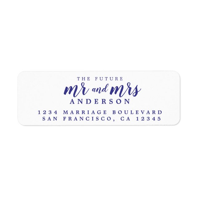 Future Mr Mrs Violet Ink Script Return Address (Front)