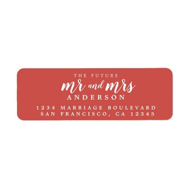 Future Mr Mrs Warm Red Wedding Return Address (Front)