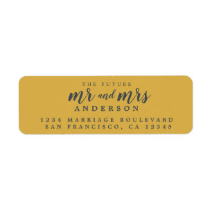 Future Mr Mrs Yellow Ochre Wedding Return Address