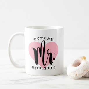 Future Mr Pink Heart Wedding Monogram Coffee Mug