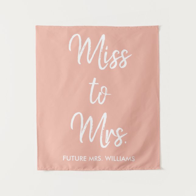 Future Mrs Backdrop Peach Bridal Shower Photobooth Tapestry (Front)