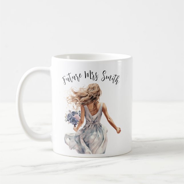Future Mrs. Beautiful bride watercolor art Coffee Mug (Left)
