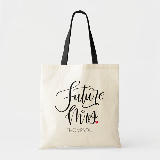 Future Mrs. Black Modern Typography Custom Tote Bag (Front)