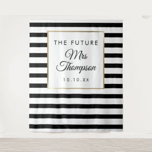 Future Mrs Black Stripe Bridal Shower Photo Prop Tapestry