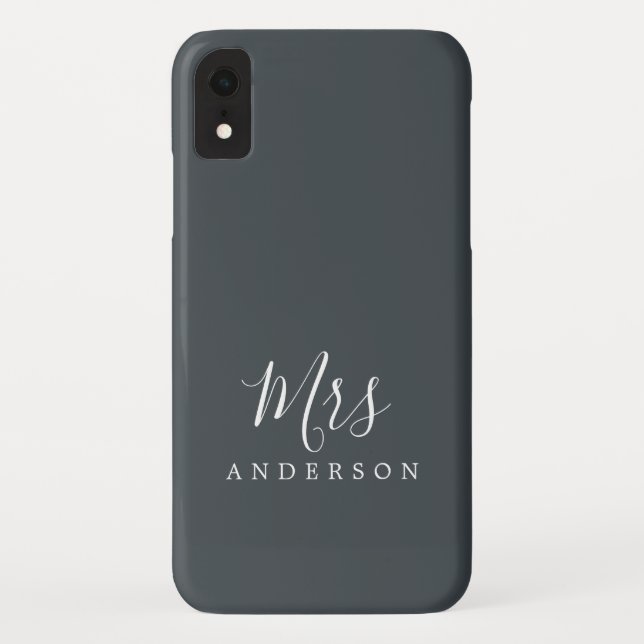 Future Mrs Black White Chic Script Bride Case-Mate iPhone Case (Back)