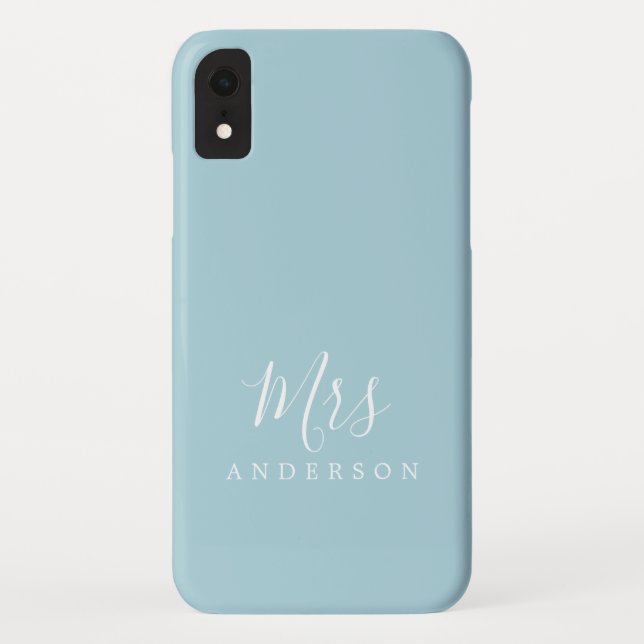 Future Mrs Blue Glow Chic Script Bride Gift Case-Mate iPhone Case (Back)