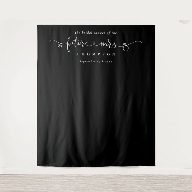 Future Mrs Bridal Shower Black Photo Backdrop Tapestry (Front)