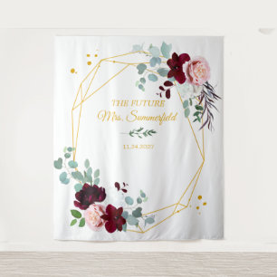 Future Mrs Bridal Shower Gold Backdrop Photo Booth Tapestry
