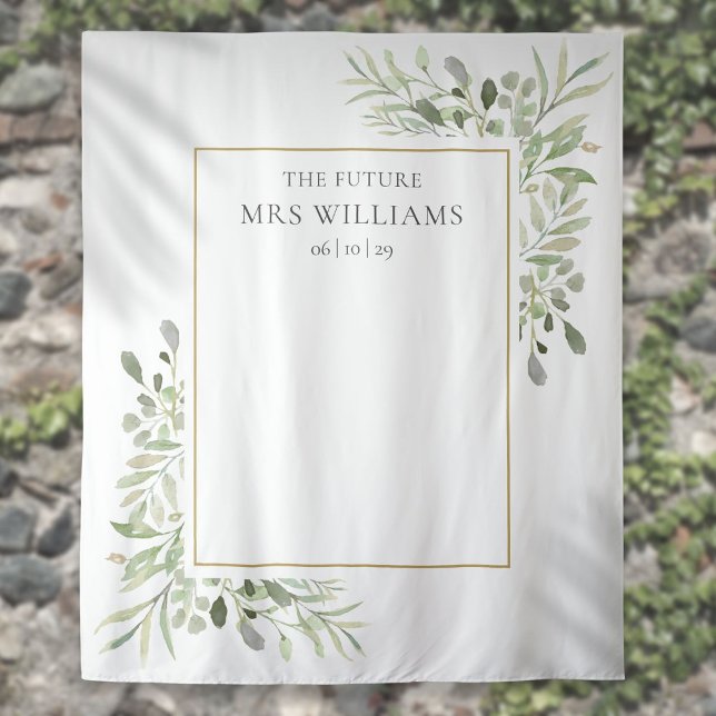 Future Mrs Bridal Shower Greenery Photo Backdrop Tapestry (Future Mrs Bridal Shower Greenery Photo Backdrop)
