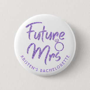 Future Mrs Bridal Shower Violet Glitter Button