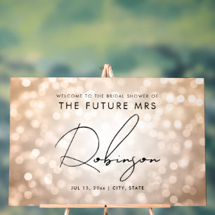 FUTURE MRS Bridal Shower Welcome Copper Lights Acrylic Sign