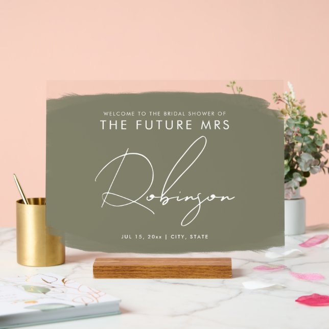 FUTURE MRS Bridal Shower Welcome Paint Sage Acrylic Sign (Wedding)