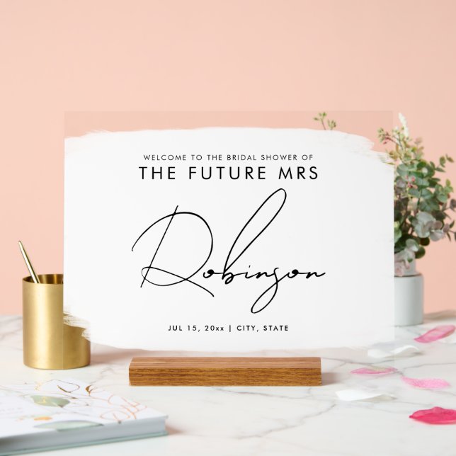 FUTURE MRS Bridal Shower Welcome Paint White  Acrylic Sign (Wedding)