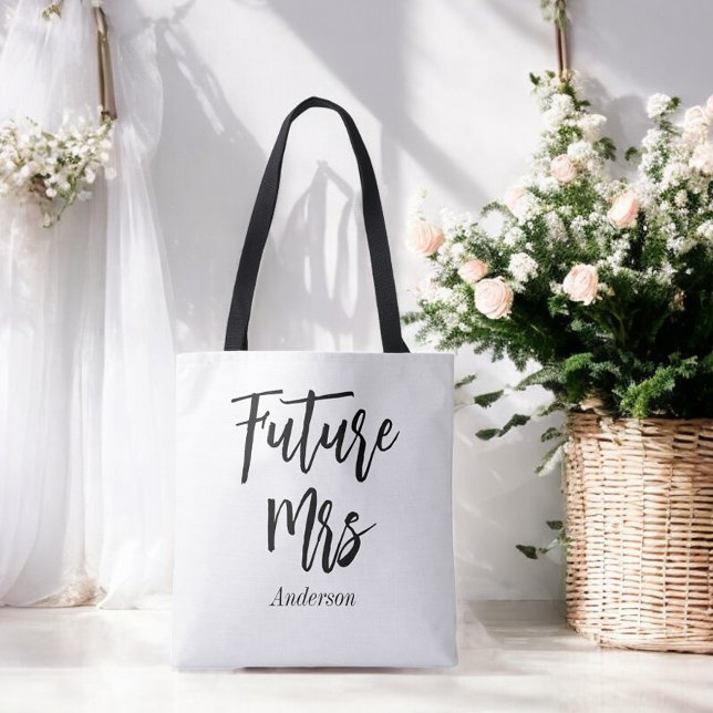 Future Mrs Bride Black White Wedding  Tote Bag (Creator Uploaded)