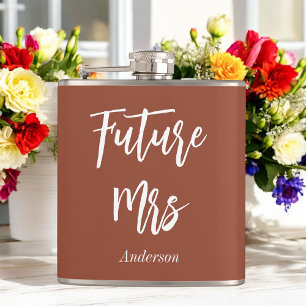 Future Mrs Bride Brown Wedding Terracotta  Hip Flask