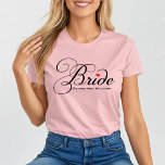 Future Mrs Bride Custom Script Pink Wedding T-Shirt<br><div class="desc">Cute and classy pink Bride shirt features black script and custom "Future Mrs." name text that can be personalised.</div>