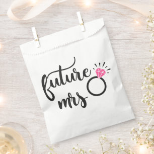 Future Mrs Bride Pink Diamond Ring Bridal Shower Favour Bags
