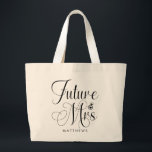 Future Mrs. Custom Name Wedding  Tote Bag<br><div class="desc">Future Mrs. Custom Name Wedding Tote Bag  - Custom tote bag  features modern script typography and is personalised with your future surname. Font is accented with an engagement ring. Shown in black and white.</div>