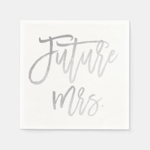Future Mrs. Faux Silver Foil Modern Bridal Shower Napkin
