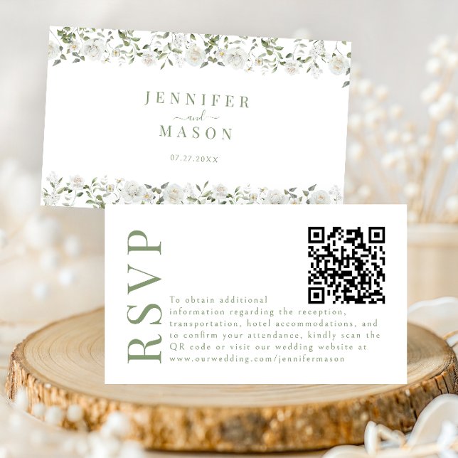 Future Mrs Floral Wedding RSVP QR code card (Creator Uploaded)