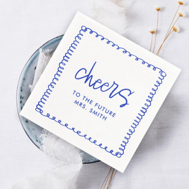Future Mrs French Blue Bridal Shower Cheers Napkin (Creator Uploaded)