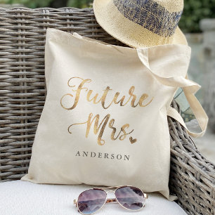 Future Mrs. gold calligraphy Tote Bag