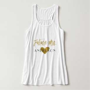 Future Mrs. Gold Foil and White with Heart Singlet