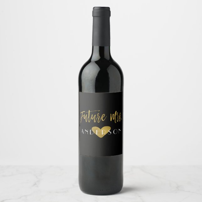 Future Mrs. Gold Foil Bride Wine Label (Front)
